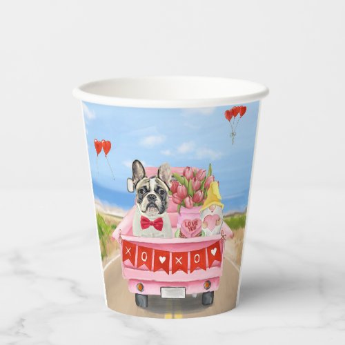 French Bulldog Valentines Day Truck Paper Cups