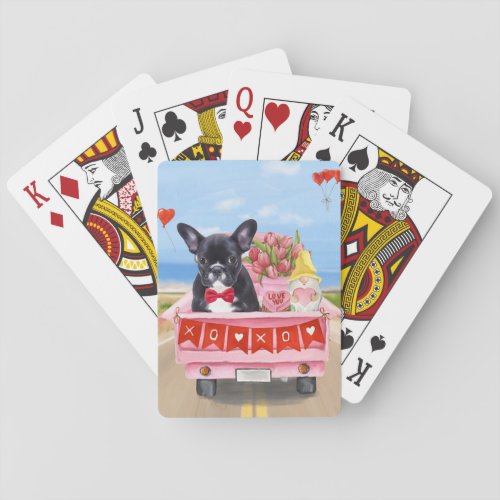 French Bulldog Valentines Day Truck Playing Cards