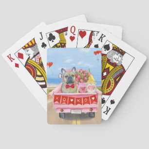 French Bulldog Valentine's Day Truck Poker Cards