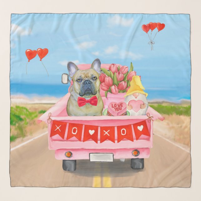 French Bulldog Valentine's Day Truck  Scarf (Front)