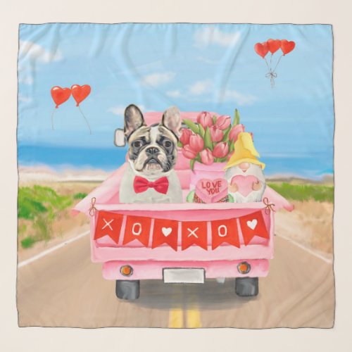 French Bulldog Valentines Day Truck Scarf