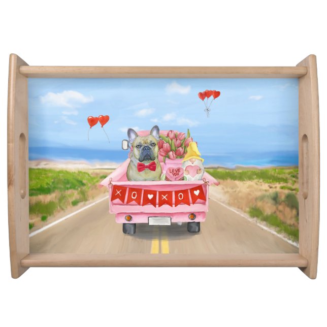 French Bulldog Valentine's Day Truck Serving Tray (Front)