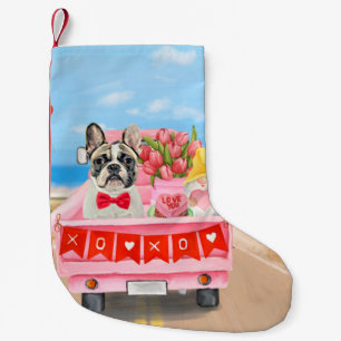 French Bulldog Valentine's Day Truck Small Christmas Stocking