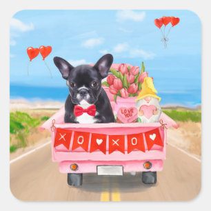 French Bulldog Valentine's Day Truck Square Sticker