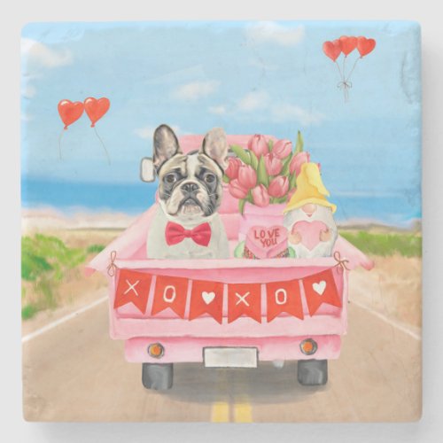French Bulldog Valentines Day Truck Stone Coaster