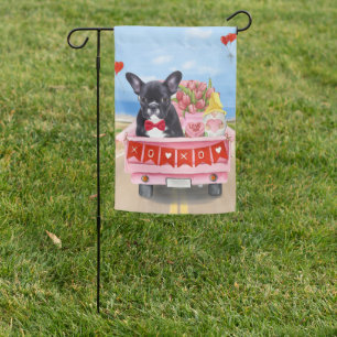French Bulldog Valentine's Day Truck  Throw Pillow Garden Flag