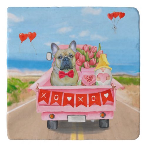French Bulldog Valentines Day Truck Trivet
