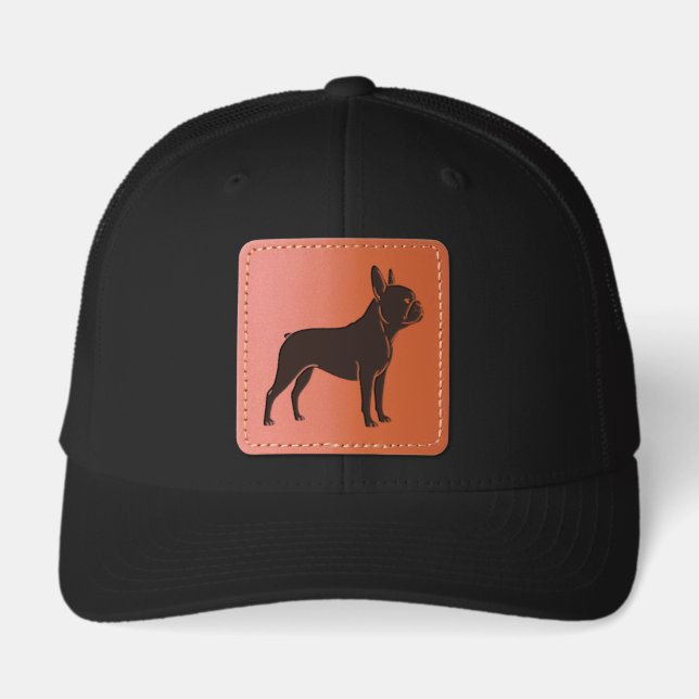 French Bulldog Version one Leather Patch Hat (Front)