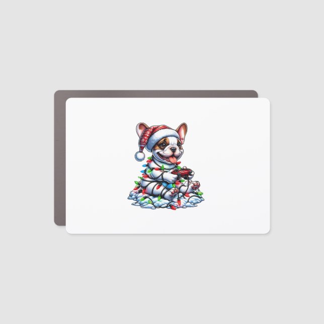 French Bulldog Video Game Controller Light Snow Sa Car Magnet (Front)