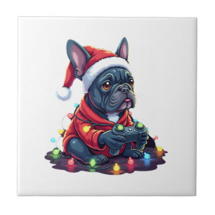 French Bulldog Video Game Controller Light Snow Sa Ceramic Tile