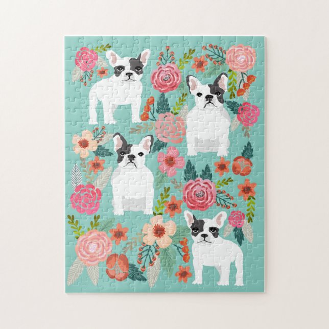 French Bulldog Vintage Florals Jigsaw Puzzle (Vertical)