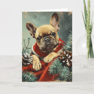 French Bulldog vintage personalized Christmas Holiday Card