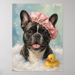 French Bulldog Wall Art — Bath Time Bubble Bath Po