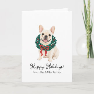 French Bulldog Watercolor Christmas Card
