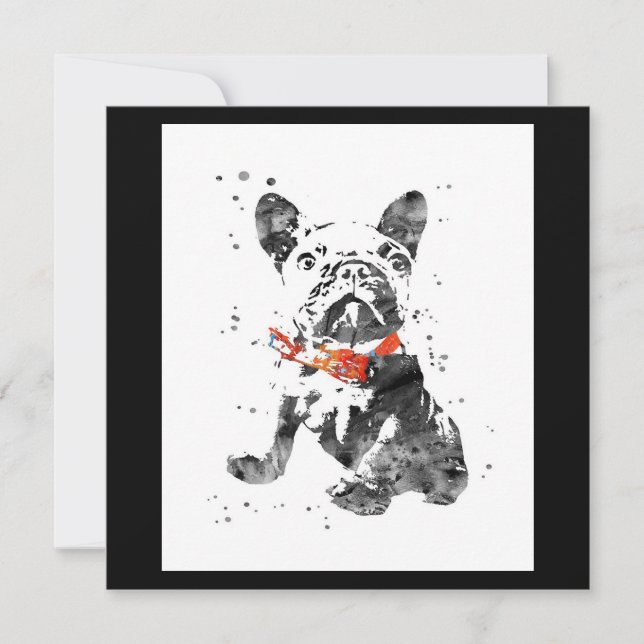French Bulldog Watercolor | Dog Lover Gifts Holiday Card (Front)