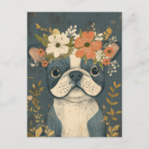 French Bulldog Watercolor Floral