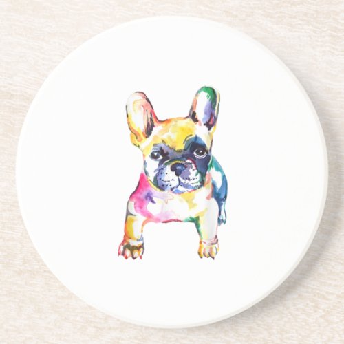 French Bulldog Watercolor Hand Draw For Dog Lover Coaster