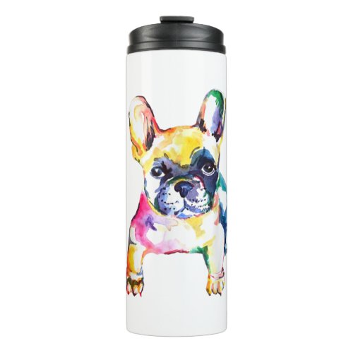 French Bulldog Watercolor Hand Draw For Dog Lover Thermal Tumbler