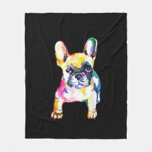 French Bulldog Watercolor Hand Drawing Gift Fleece Blanket