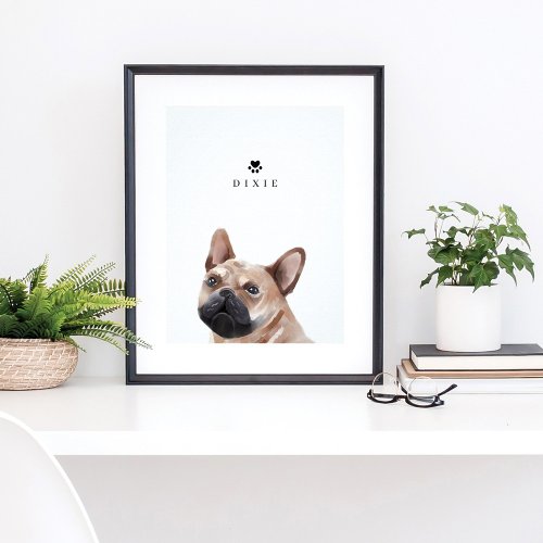 French Bulldog Watercolor Illustration Dogs Name Poster