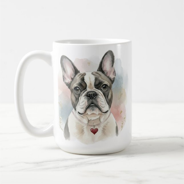 French Bulldog Watercolor Mug – Soft Valentine  (Left)
