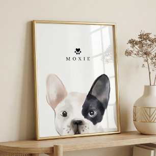 French Bulldog Watercolor Personalized Dog Name Poster