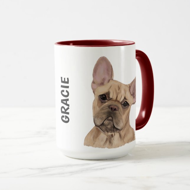 French Bulldog Watercolor Personalized Mug (Front Right)