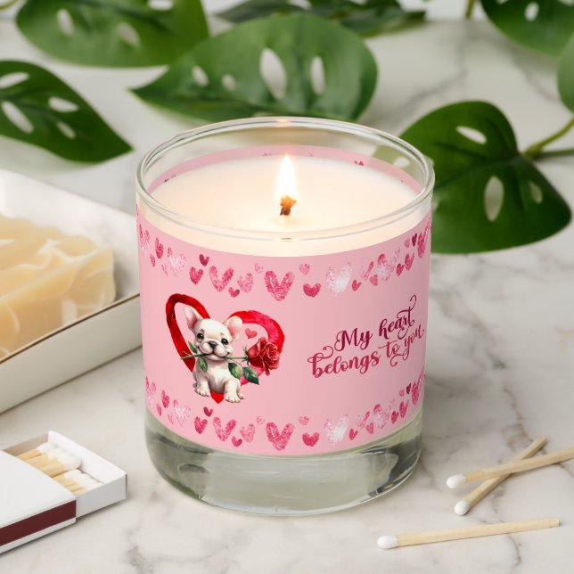 French Bulldog Watercolor Scented Jar Candle (Lit)