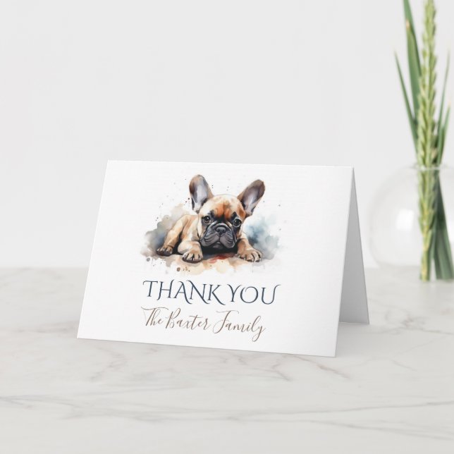 French Bulldog Watercolor Thank You Card (Front)