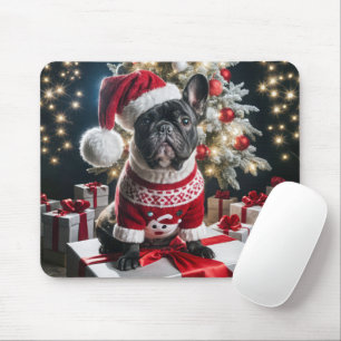French Bulldog Wearing a Santa Hat Mouse Pad