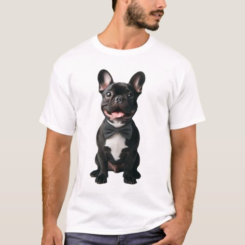 French Bulldog Wearing Bowtie T_Shirt