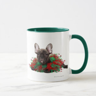 French bulldog wearing Christmas collar Mug