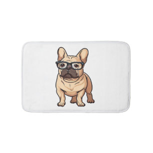 French Bulldog Wearing Glasses Bath Mat