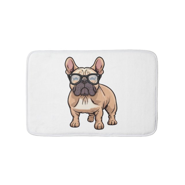 French Bulldog Wearing Glasses  Bath Mat (Front)