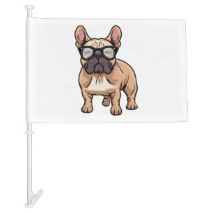 French Bulldog Wearing Glasses  Car Flag