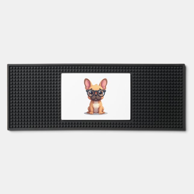 French Bulldog Wearing Glasses Copy Bar Mat (Front)