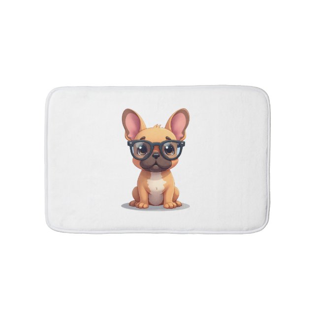 French Bulldog Wearing Glasses Copy Bath Mat (Front)