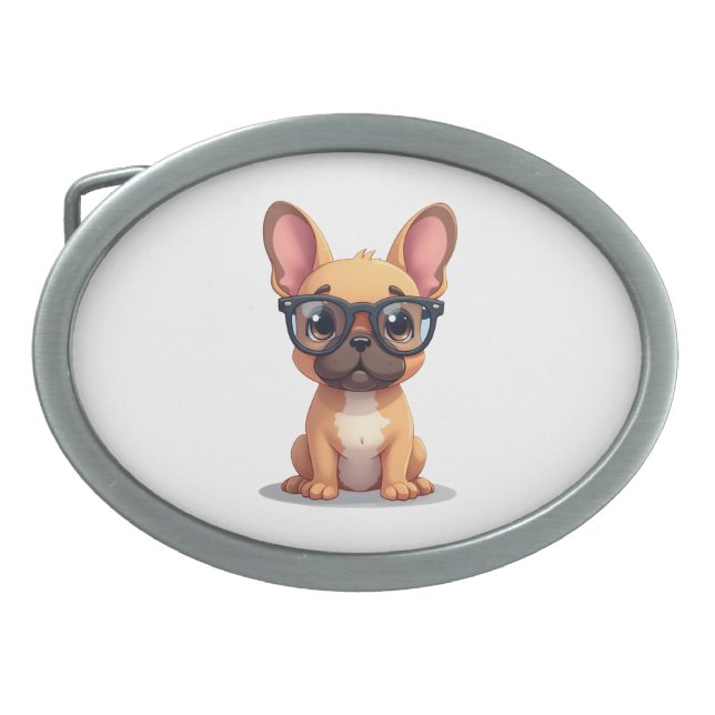 French Bulldog Wearing Glasses Copy Belt Buckle (Front)