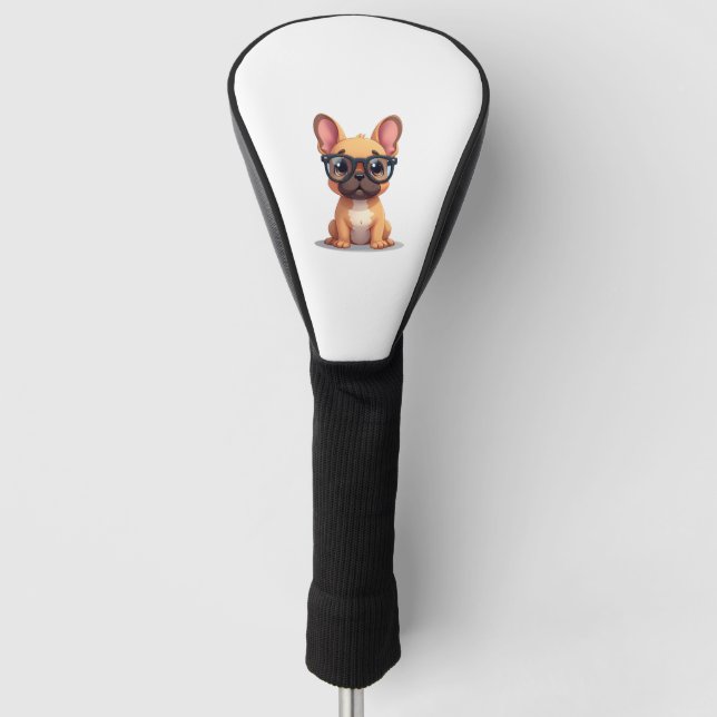 French Bulldog Wearing Glasses Copy Golf Head Cover (Front)