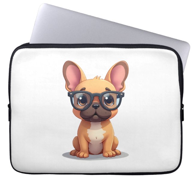 French Bulldog Wearing Glasses Copy Laptop Sleeve (Front)