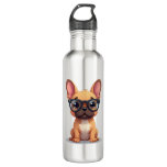 French Bulldog Wearing Glasses Copy Stainless Steel Water Bottle