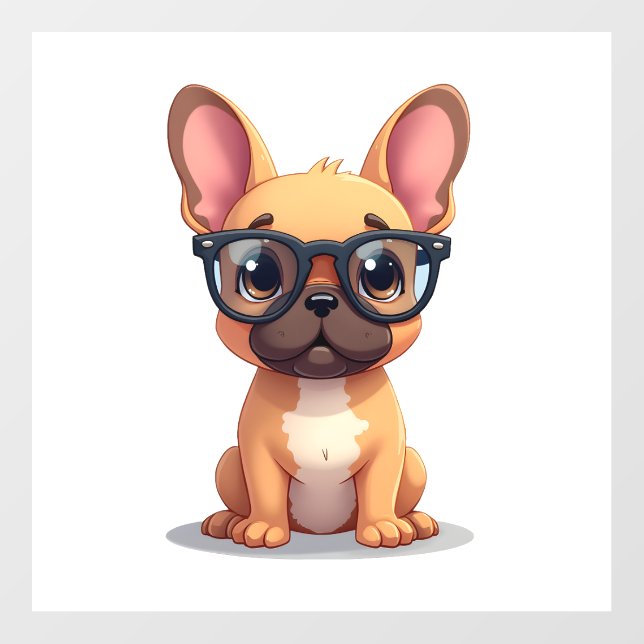 French Bulldog Wearing Glasses Copy Wall Decal (Front)
