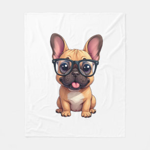 French Bulldog Wearing Glasses Fleece Blanket