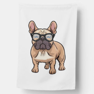 French Bulldog Wearing Glasses  House Flag
