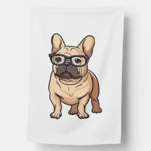 French Bulldog Wearing Glasses House Flag