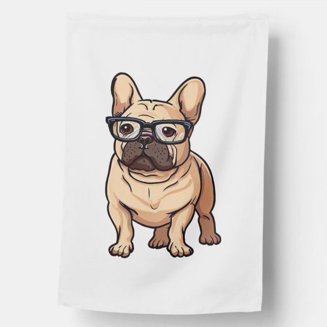 French Bulldog Wearing Glasses House Flag (Front)