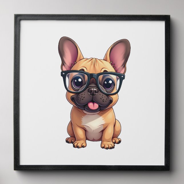 French Bulldog Wearing Glasses Peel And Stick Photo Tile (Front Set)