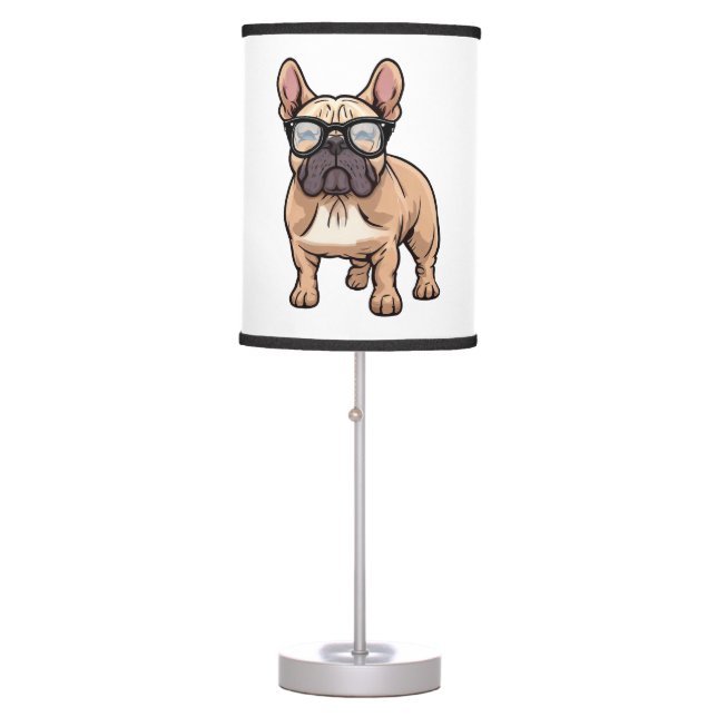 French Bulldog Wearing Glasses  Table Lamp (Front)