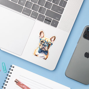 French Bulldog Wearing Glasses Waterproof Sticker