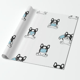 FRENCH BULLDOG WEARING MASK Wrapping Paper